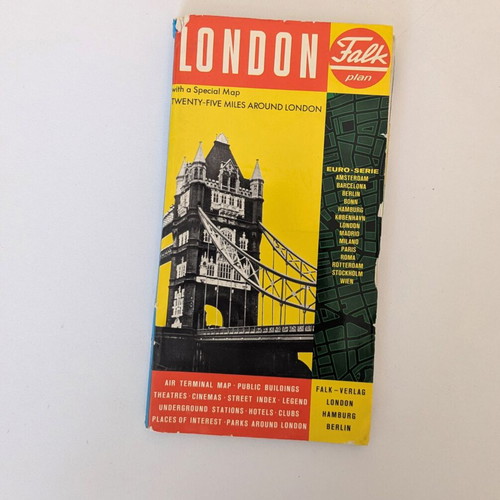 London Falk Plan 8th Edition vintage foldable map used