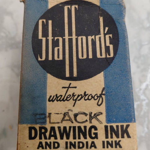Stafford's Vintage Glass Drawing Ink Bottle No. 664, 3/4 oz