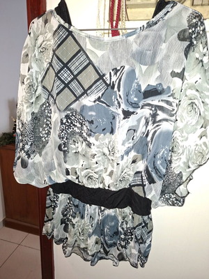 Women's evening blouse like new, black and gray, size L