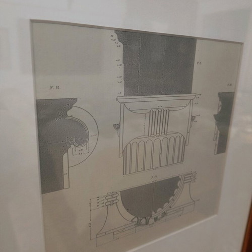 Engraving architectural drawings panels like new, dimensions 90x40cm