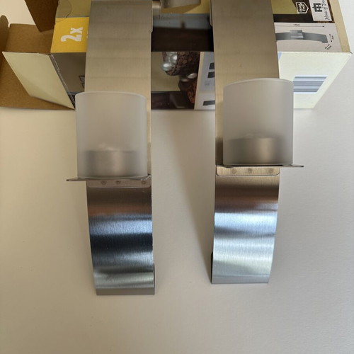 Wall Candle Holders set of 2 stainless steel with candles new