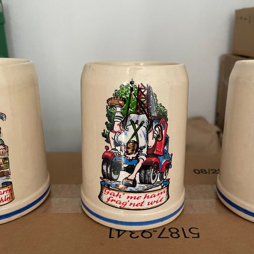 German ceramic beer mugs collection new, set of 3 pieces