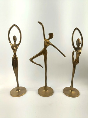 Mid-century modern μπρούτζινα αγαλματίδια μπαλαρινών, σετ 3