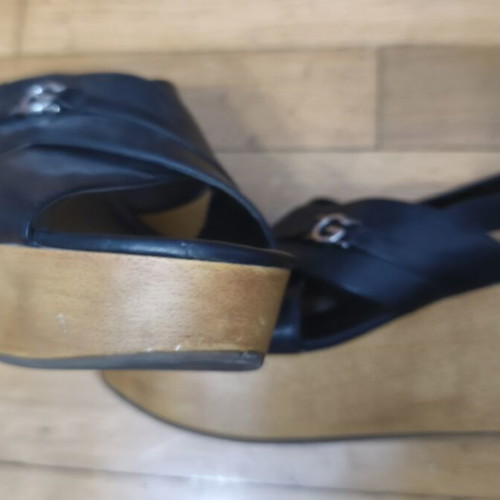 Guess platform sandals size 39 used, black leather upper