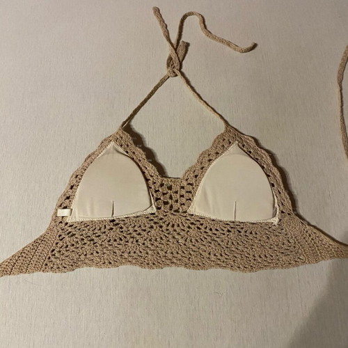 Knitted bikini top like new, beige