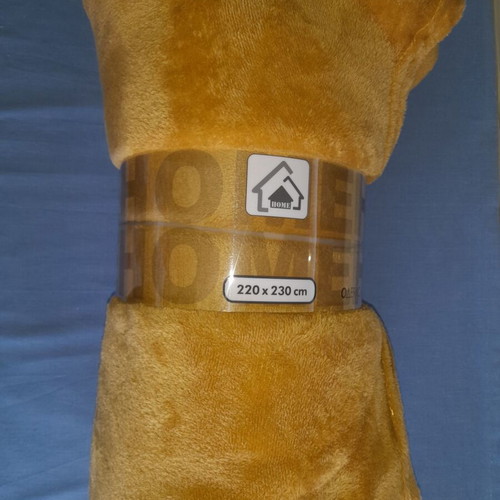 Fleece Blanket Mustard Color 220x230 cm New