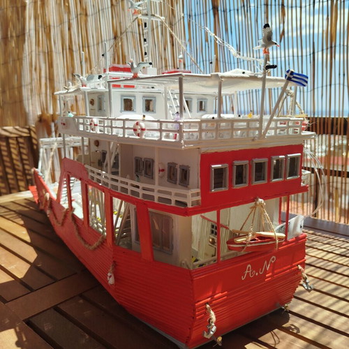 Handmade ferry boat miniature Panagia Thassou