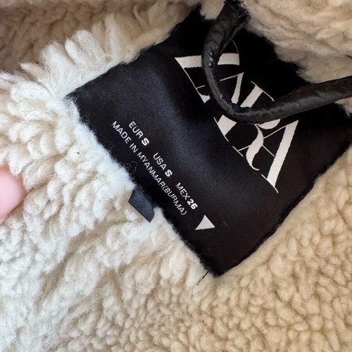 Oversized Shearling Jacket Zara like new, dark brown and beige