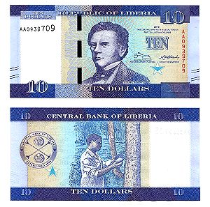 LIBERIA 10 Dollars 2016 (2017) first Prefix 'AA' UNC