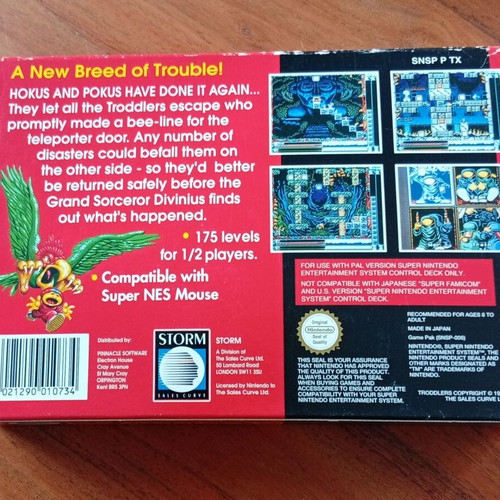 Troddlers Super Nintendo SNES game used, 1993 PAL CIB