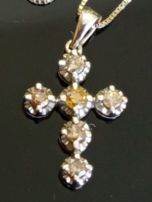 Γυναικείος σταυρός με αλυσίδα λευκόχρυσος 18k μεταχειρισμένος