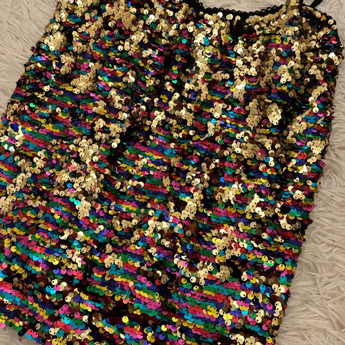 Elastic festive blouse with colorful sequins like new