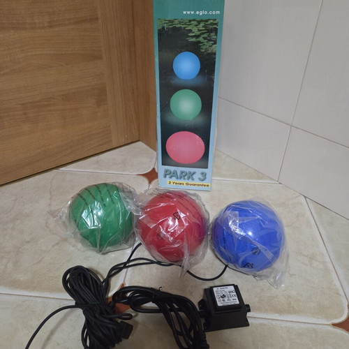 Eglo Park 3 Garden Lamps with Three Floating Colored Spheres, New