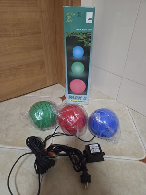 Eglo Park 3 Garden Lamps with Three Floating Colored Spheres, New