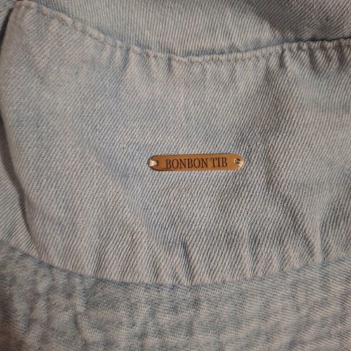 Denim bucket hat, light blue with frayed edge