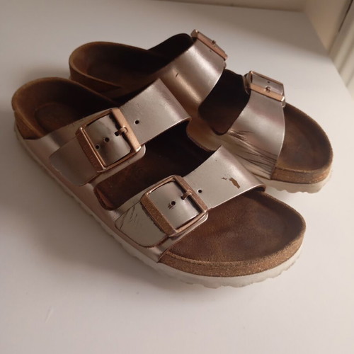 Birkenstock σανδάλια μεταχειρισμένα, νούμερο 39, ροζ ασημί