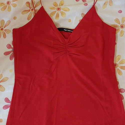Red summer sleeveless top Tally Weil used No S