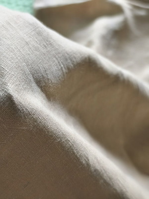 Linen and wild silk fabrics, beige and striped