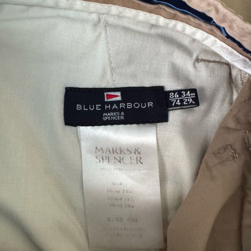 Blue Harbor slim men's pants Marks and Spencer used, size 34, beige