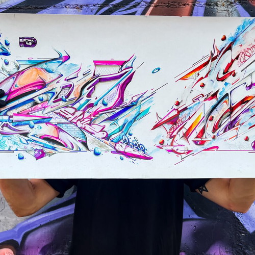 Original Artwork Graffiti Collision 2022 mixed media on paper new