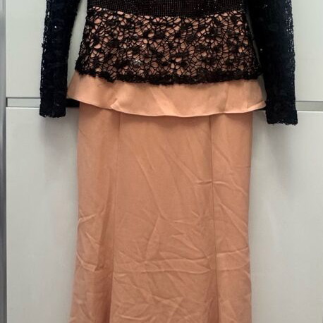 Maxi dress like new with black lace for wedding or christening