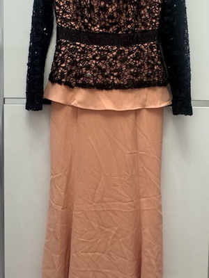 Maxi dress like new with black lace for wedding or christening