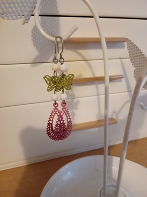 Earring set pink with green new