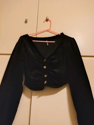 Women's velvet short cardigan like new, black, size S