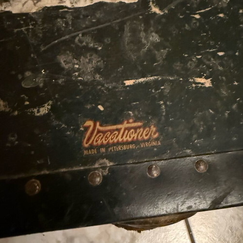 Vintage Metal Trunk Used with Industrial Character