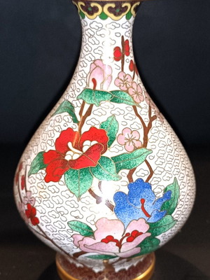 Vintage handmade Cloisonne vase used with floral design
