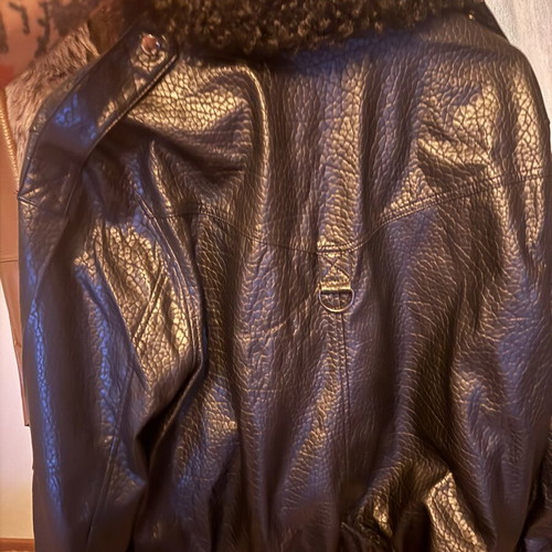 Zara jacket with detachable fur collar, new, black eco leather, size L