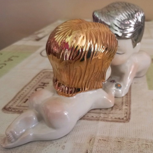 Porcelain decoration with babies new, gold and silver hair