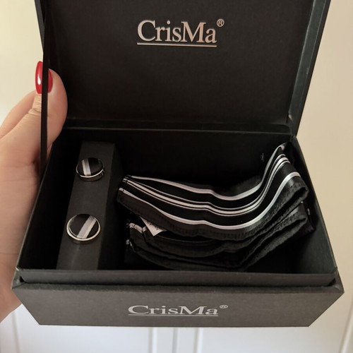 Cufflinks and handkerchief set new, black and gray