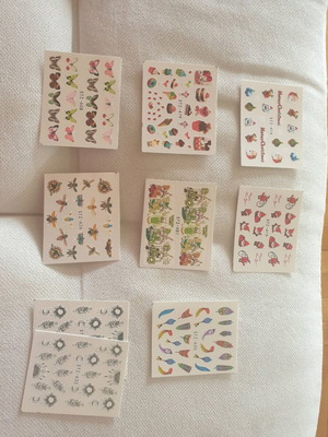 Αυτοκόλλητα νερού νυχιών καινούργια, πακέτο 9 τεμαχίων