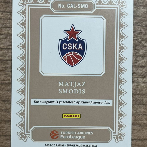 2024-25 Panini Euroleague Basketball Calligraphy Signatures Matjaz Smodis Autograph like new