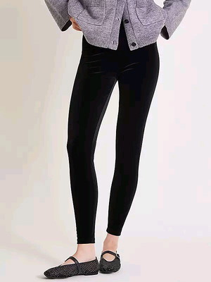 Moutaki black velvet texture pants like new, size S/M