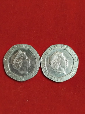 Νόμισμα UK 20 pence 2009 μεταχειρισμένο, πακέτο 2 τεμαχίων
