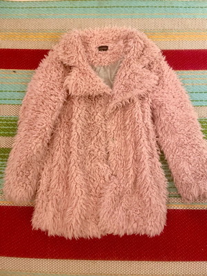 Faux fur πανωφόρι ροζ σαν καινούργιο, μέγεθος 12
