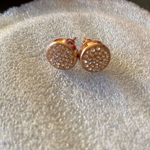 Follie Follie earrings rose gold with white rhinestones like new