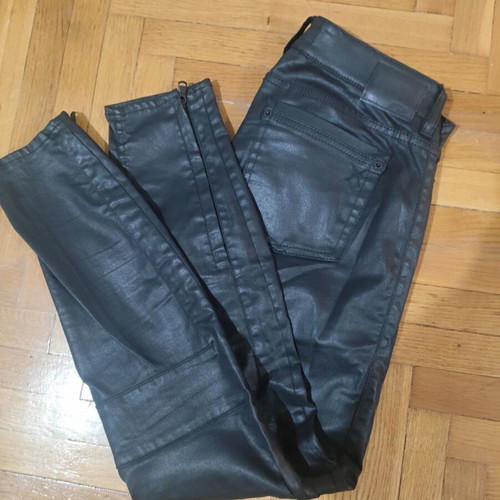 Drykorn Black Shiny Cotton Motorcycle Style Pants Size L New