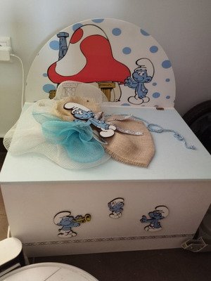 Baptism box Smurfs used with bottle and storage space