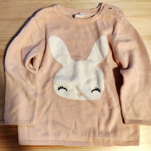 H&M Girls' Sweater 92 cm like new, white and pink