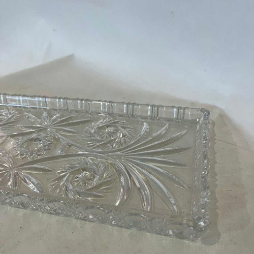 Crystal serving tray with embossed designs 34x15