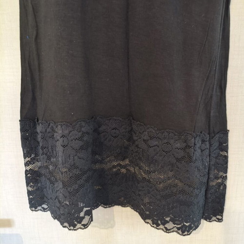 Black sleeveless dress slip style with lace hem one size new