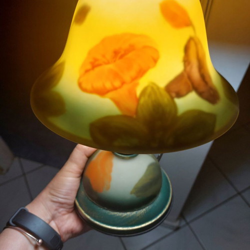 Touch lamp made of opaline hand-painted, new
