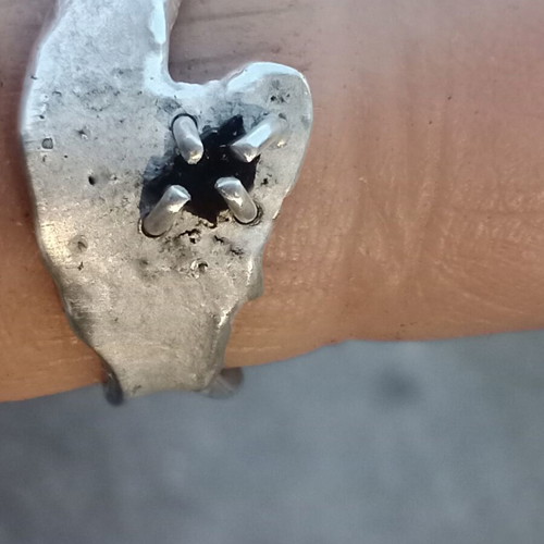 Silver ring 925 with black diamond, like new, size 54