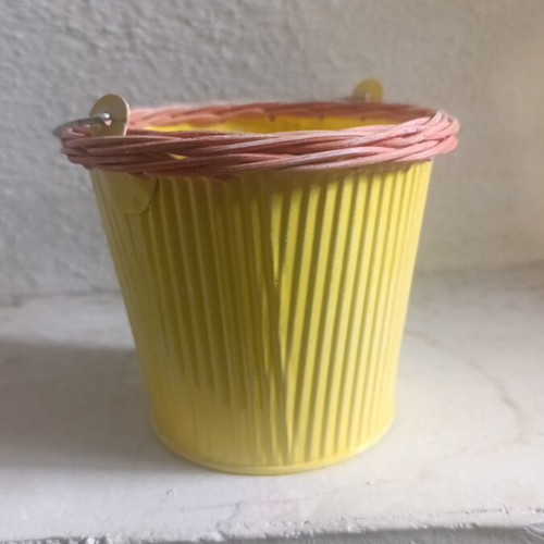 Metal buckets like new with wicker ring and planter function