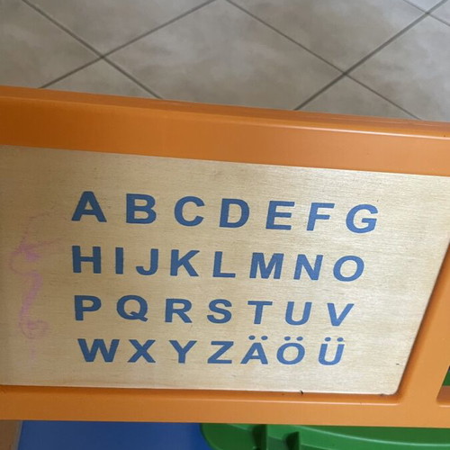 Double-sided magnetic and chalkboard with letters and numbers