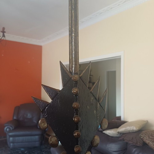 Handmade Industrial Ethnic Metal Floor Sculpture, 2.15m