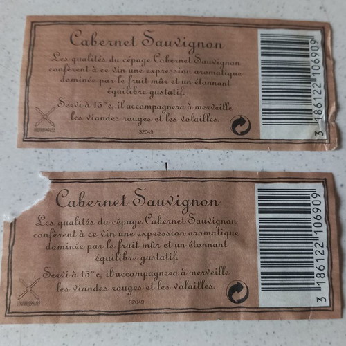 Cabernet Sauvignon 2002 labels used, set of 3 pieces